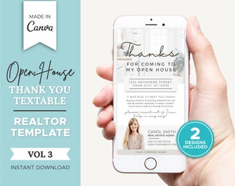 Open House Thank You Textable | Real Estate Business Card | Real Estate Marketing | Open House Thank you | Canva | Entrepreneur | V3