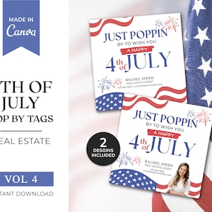4th July Pop By Tags | Firework Summer Real Estate Pop by Tag | Real Estate Marketing | Independence Day Realtor Pop by Tags | Realtor Canva