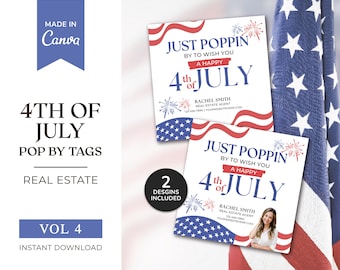4th July Pop By Tags | Firework Summer Real Estate Pop by Tag | Real Estate Marketing | Independence Day Realtor Pop by Tags | Realtor Canva