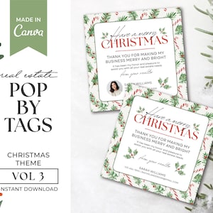 Pop de Noël par tags | Étiquette immobilière de Noël | Cadeau en papier cadeau | Annonces immobilières par tag | Marketing immobilier | Agent immobilier Canvas