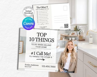 Real Estate Top 10 Things Postcard | Home Seller Postcard | Farming Postcard for Realtors | Canva Template (Digital Download)