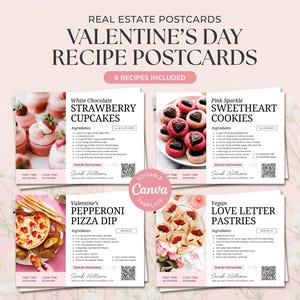 Valentinstag 2025 Grundbesitz Postkarten Set | Valentinstag Rezept Postkarte Vorlage | Versandtasche | Makler | Leinwand