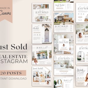 20 Just Sold Real Estate Instagram Posts | Real Estate Social Media Template | Real Estate Marketing | Instagram Post | Sold Listing | Canva
