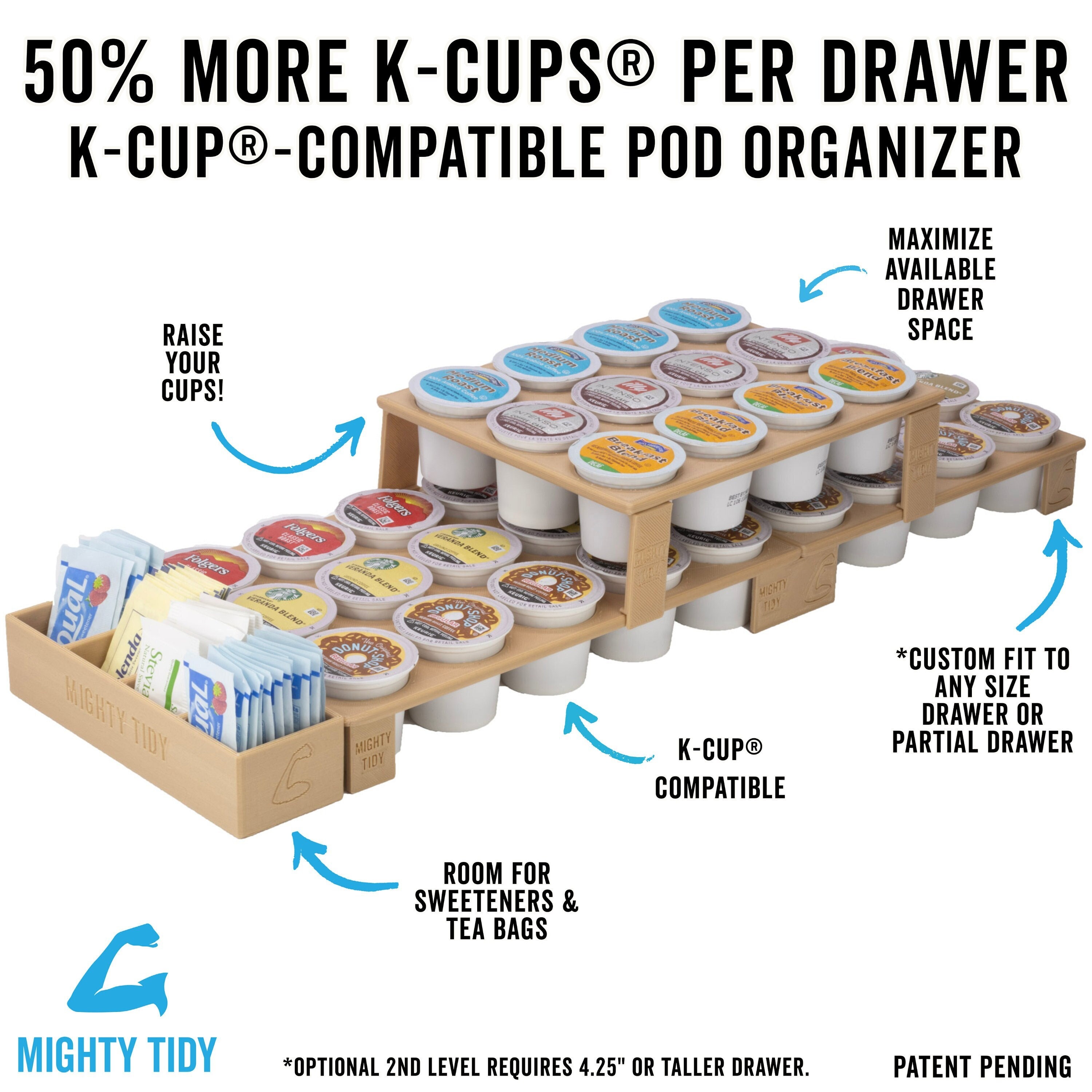 Mighty Tidy® Kaffeepad Schubladen Organizer, Pod Halter Schubladeneinsatz,  Coffee Bar Upgrade, Funktioniert mit Keurig® K-cups®