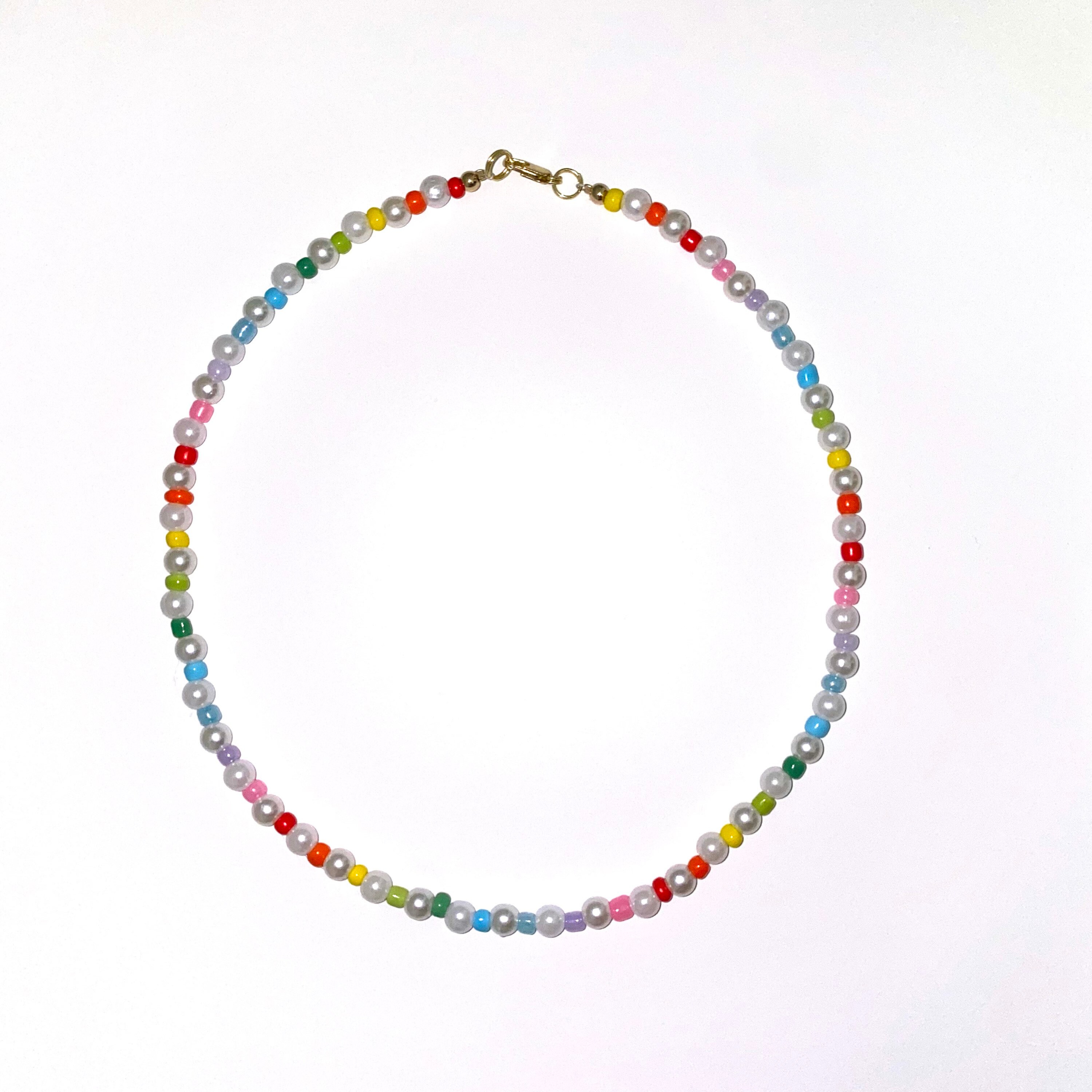 Pearl Beaded Necklace Y2K Jewelry Rainbow Beads Etsy.de