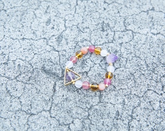 GOAT (Zodiac Animal)- Five Elements Crystal Bracelet, Amethyst Pink Quartz Citrine