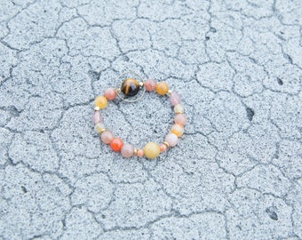 DOG (Zodiac Animal)- Five Elements Crystal Bracelet, Tiger's Eye Strawberry Quartz  Sunstone