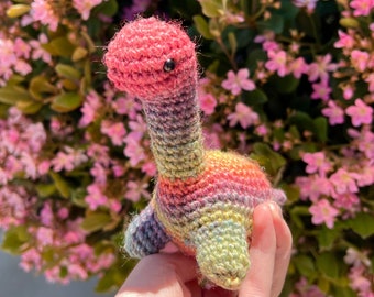 Custom Crochet Small and Large Dinosaurs, Brontosaurus, Amigurumi, Handmade, Made to Order, Two sizes available