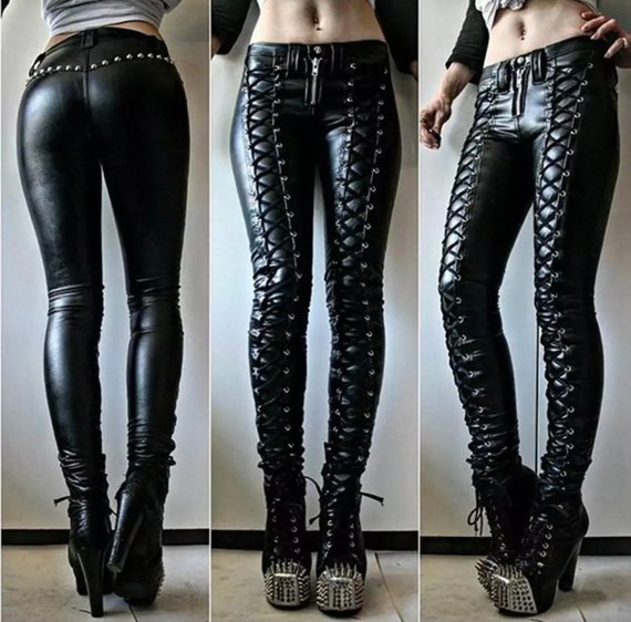 Laced Leather Pants Lace up Leather 