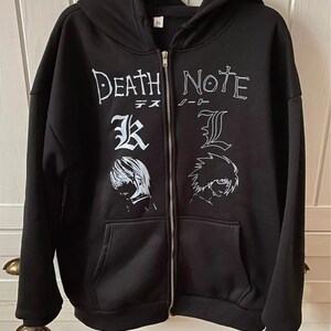 Zipper Hoodie Death Note Kawaii Harajuku Y2k Jacket Death Etsy Hong Kong