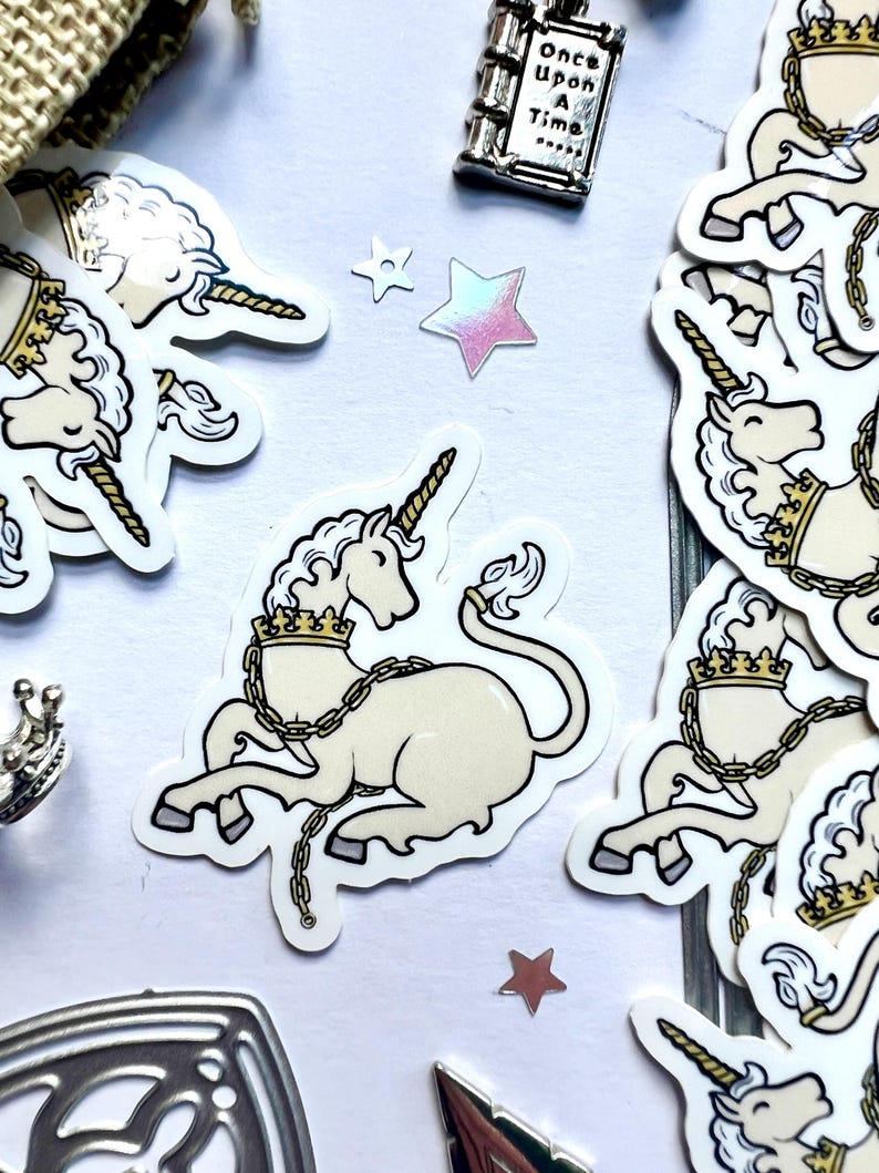 Medieval Cream Unicorn Sticker - Etsy UK