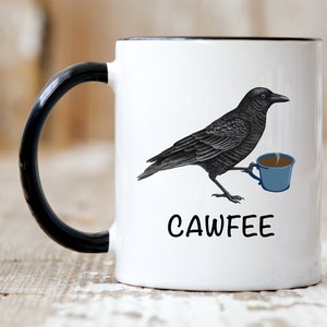 Cawfee Mug, Bird Mug, Crow Mug, Birding Gifts, Birdwatching Mug, Bird Lover Gift, Birding Mug, Crow Gift, Corvid.