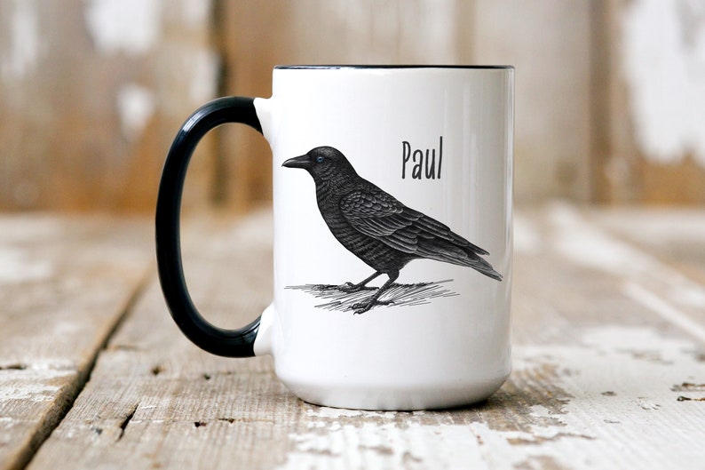 Corvid, Crow Mug, Raven Mug, Crow Gift, Raven Gift, Bird Watching Mug, Bird Lover Mug. image 2