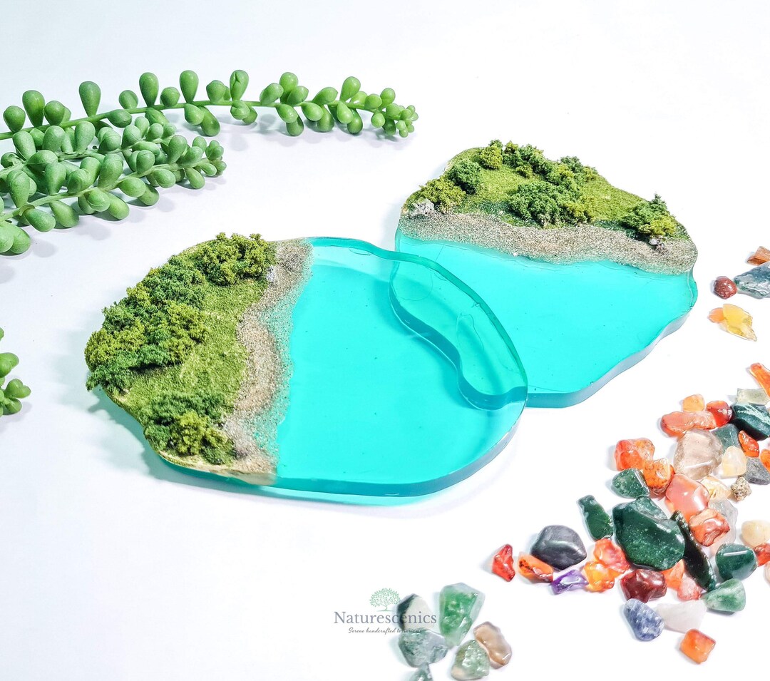 Beach Resin Coasters, Miniature Beach, Beach Terrarium Decor, Gift for