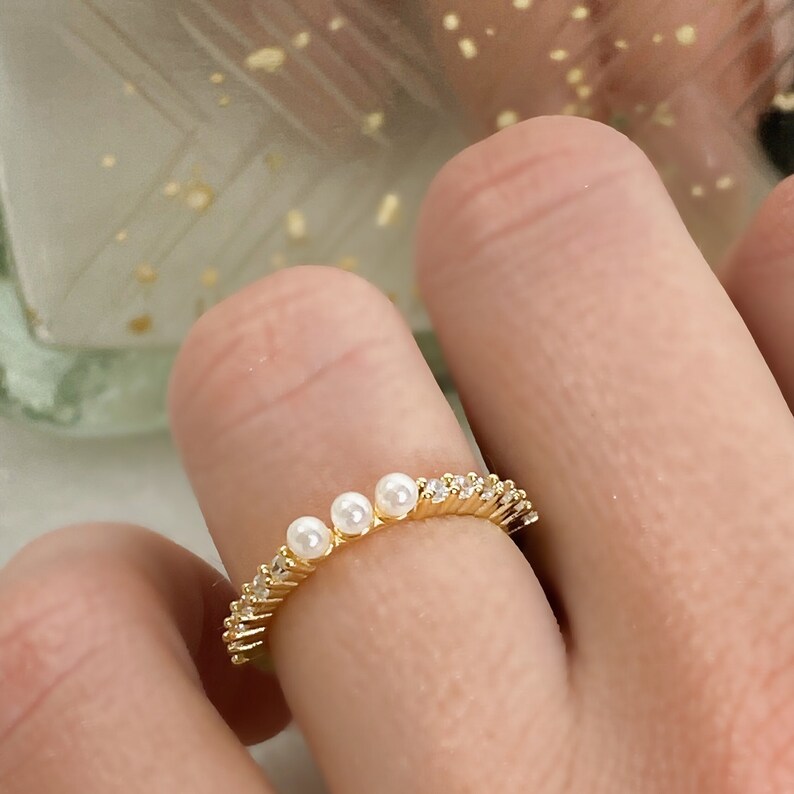 Dainty Pearls Purity Ring - Etsy