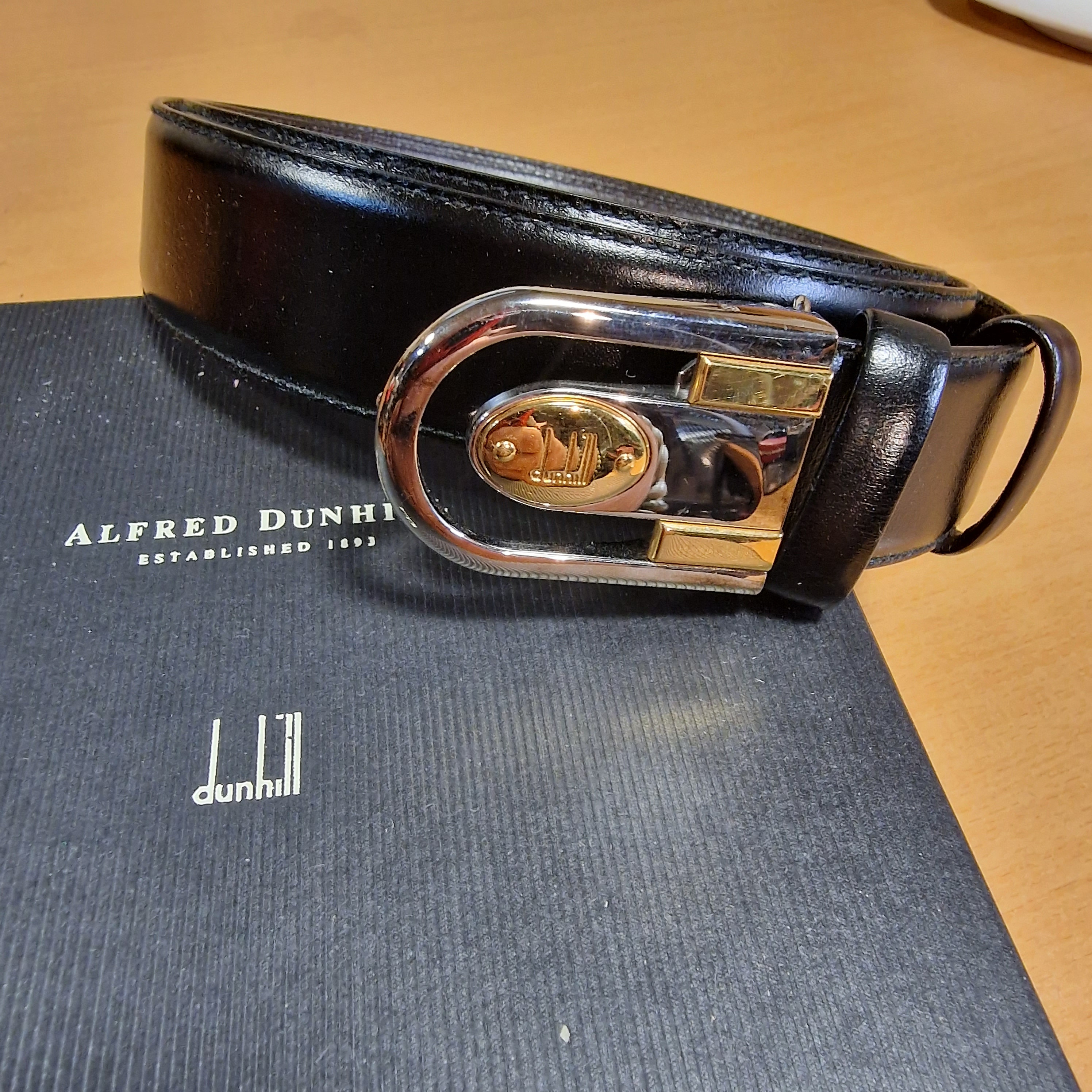 Dunhill Brass Buckle Brown Leather Belt