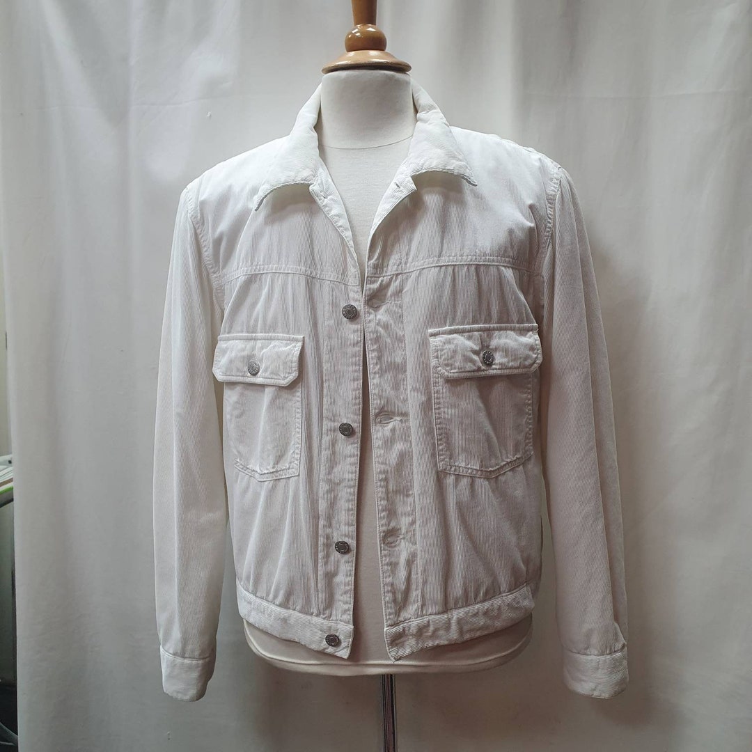 rare vintage Helmut Lang fine cord denim jacket white gr.M 1990s