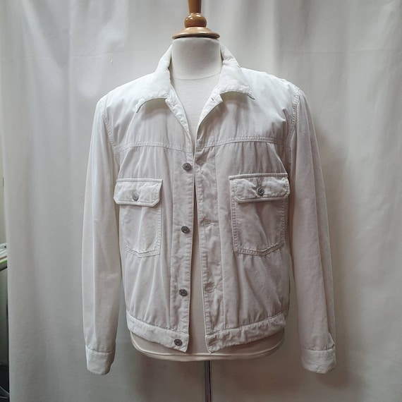 Rare Vintage Helmut Lang Fine Cord Denim Jacket White Gr.m 1990s