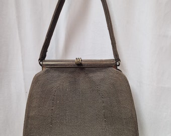 Corde rib handbag Art Deco England around 1940s brown good condition