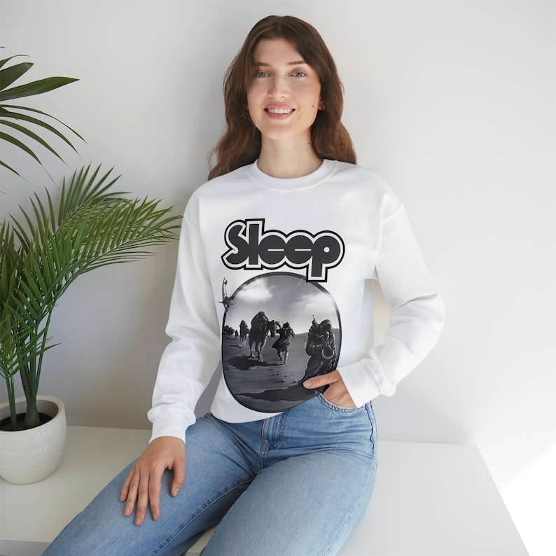 Slaap, stonerrock, slaapbandshirt, uniseks zware mix sweater met ronde hals afbeelding 2