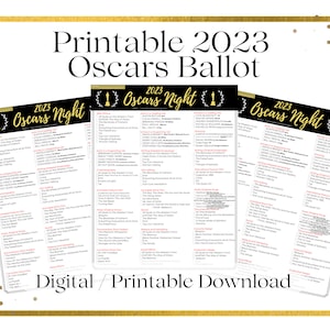 2023 Oscars Ballot | 95th Academy Awards Party Games | Oscars 2023 | Printable Movie Awards Games | Games for Kids and Adults