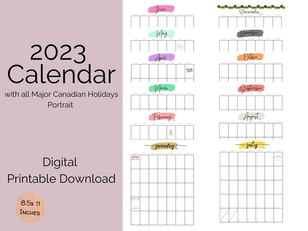 2023 calendar with canadian holidays canada calendar printable 2023