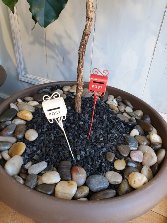 Miniature Mailbox Post Stake Metal Mailbox Decorative Plant Etsy