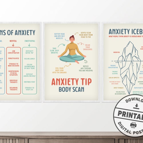 Therapy Office Decor STOP Technique Printable Poster Stress Etsy