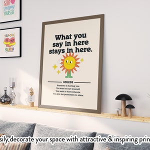 Counseling Confidentiality Sign, Retro Style Poster, Counseling Office Decor, Printable Wall Art, Digital Download image 3