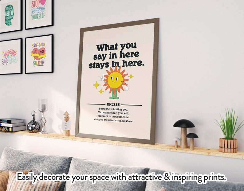 Counseling Confidentiality Sign, Retro Style Poster, Counseling Office Decor, Printable Wall Art, Digital Download image 3