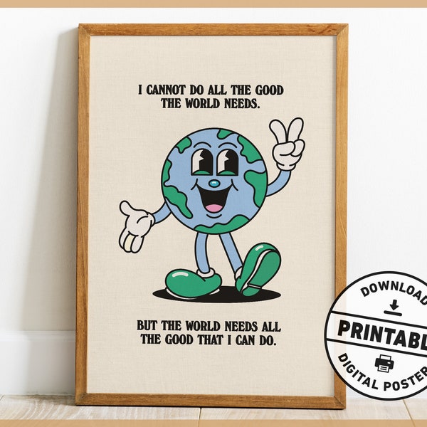 Cute Retro Environmental Poster, Positive Mental Health Inspirational Quote, Therapy Office Decor, Printable Wall Art