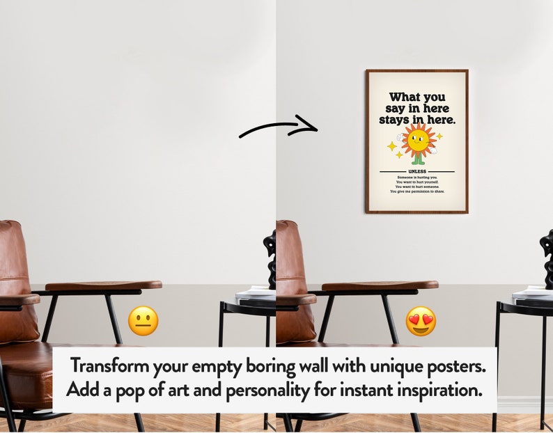 Counseling Confidentiality Sign, Retro Style Poster, Counseling Office Decor, Printable Wall Art, Digital Download image 2