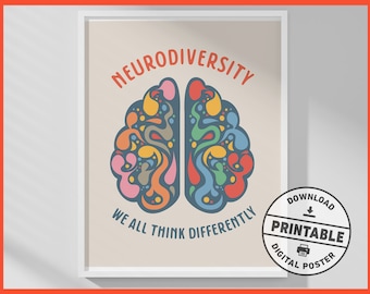 Neurodiversity, Printable Poster, Therapy Office Decor, ADHD, Therapy, Counseling Room, Wall Art Decor