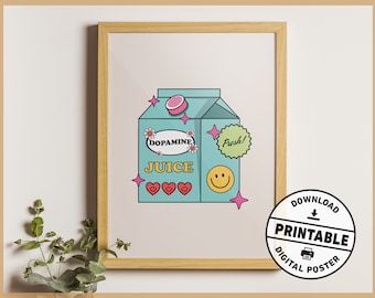 Cute Retro Trendy Mental Health Dopamine Printable Aesthetic Wall Art Poster for Office or Home Decor