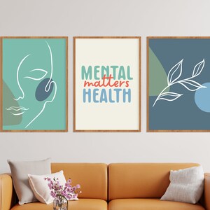 Therapy Office Decor, Printable Poster, Mental Health Matters, Set of 3, Counseling Office Wall ...