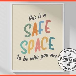 Safe Space, Printable, Poster, Mental Health, Therapy, Counseling, Office Decor, Wall Art