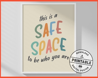 Safe Space, Printable, Poster, Mental Health, Therapy, Counseling, Office Decor, Wall Art