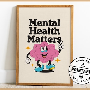 Mental Health Matters, Retro Poster, Mental Health Office Decor, Printable Wall Art