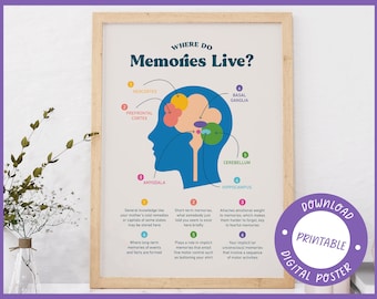 Where Do Memories Live, Printable Poster, Cognitive Neuroscience, Alzheimer's, Neurology Art, Office Decor, Wall Art, Digital Download