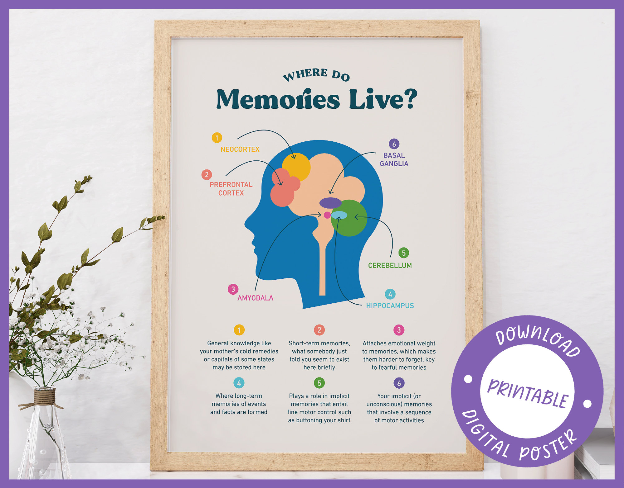 Ram Memory Posters Where Do Memories Live, Printable Poster, Cognitive Neuroscience ...