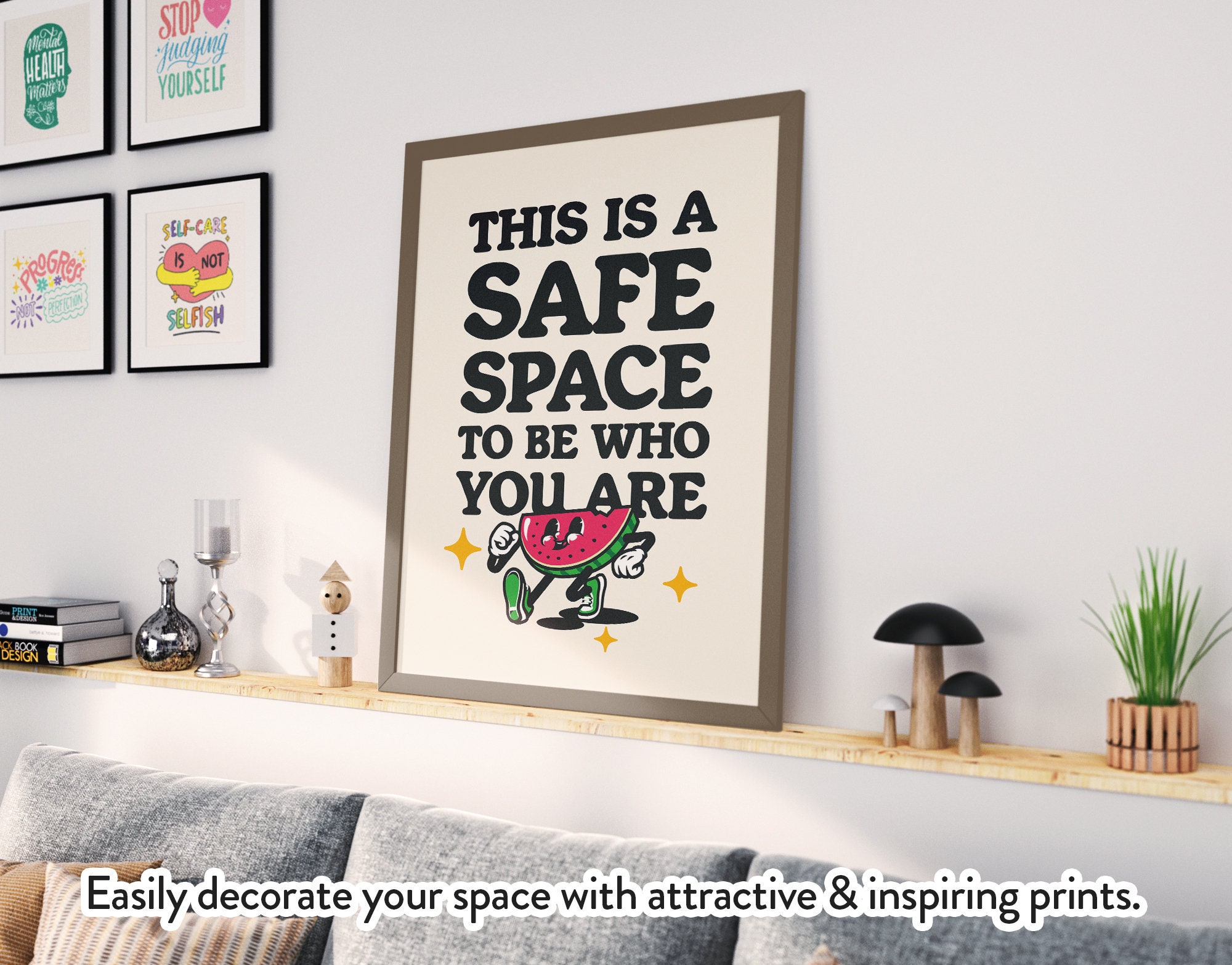 This is A Safe Space, Counseling Office Decor, Mental Health Retro ...