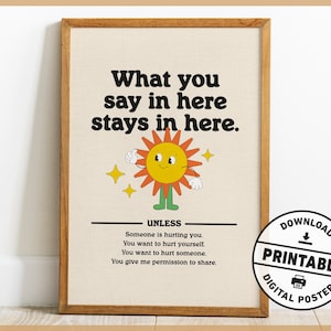 Counseling Confidentiality Sign, Retro Style Poster, Counseling Office Decor, Printable Wall Art, Digital Download image 4