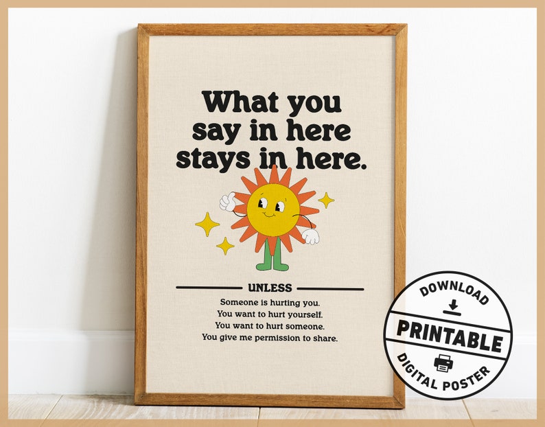 Counseling Confidentiality Sign, Retro Style Poster, Counseling Office Decor, Printable Wall Art, Digital Download image 4