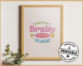 Cute Trendy Mental Health Positive Vibes Printable Aesthetic Wall Art Poster for Office or Home Decor
