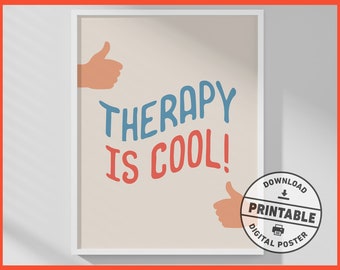 Therapy Office Decor, Printable Poster, Therapy Is Cool, Therapy, Counseling Wall Art, Gift for Therapist