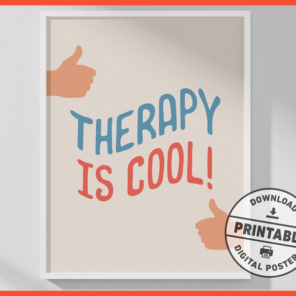 Therapy Office Decor, Printable Poster, Therapy Is Cool, Therapy, Counseling Wall Art, Gift for Therapist
