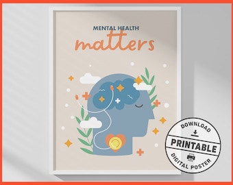Therapy Office Decor, Mental Health Matters, Printable Poster, Artwork for Counseling Rooms, Counselor Prints, Therapist Gift, Office Decor