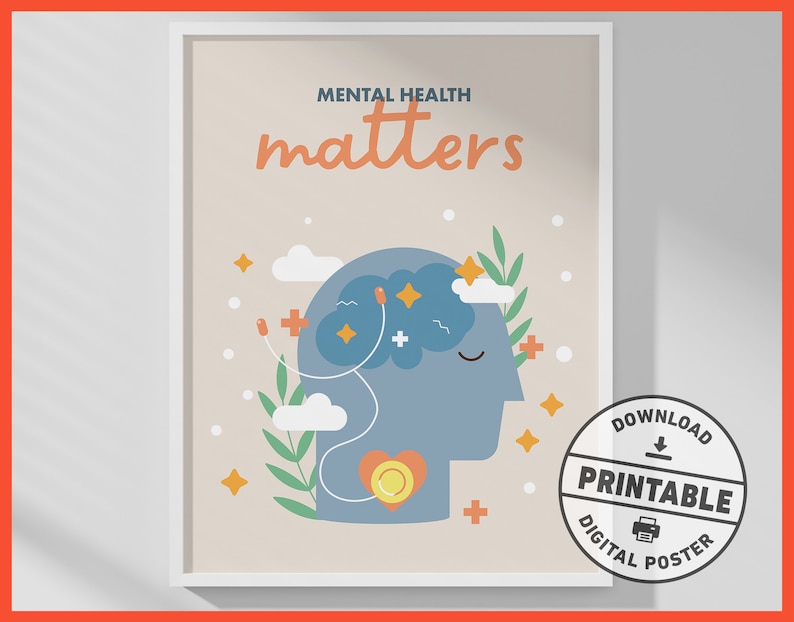 Therapy Office Decor Mental Health Matters Printable Poster - Etsy