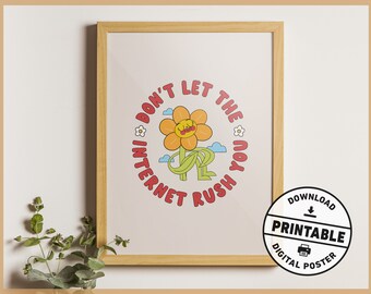 Cute Retro Trendy Mental Health Motivational Printable Aesthetic Wall Art Poster for Office or Home Decor