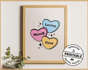 Cute Trendy Self Love Positive Vibes Printable Aesthetic Wall Art Poster for Office or Home Decor